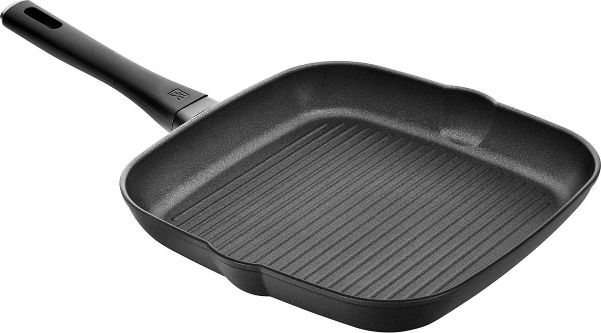 Rechthoekige aluminium grillpan van 28 cm PTFE-antiaanbaklaag zwart
