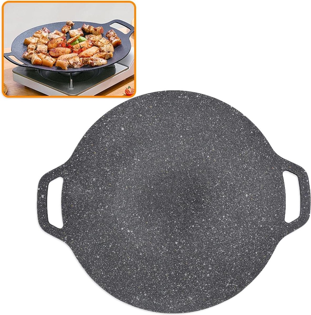 Aluminium Grillpan voor Koreaanse BBQ Kamperen - 30cm, Hoge Warmtegeleidbaarheid