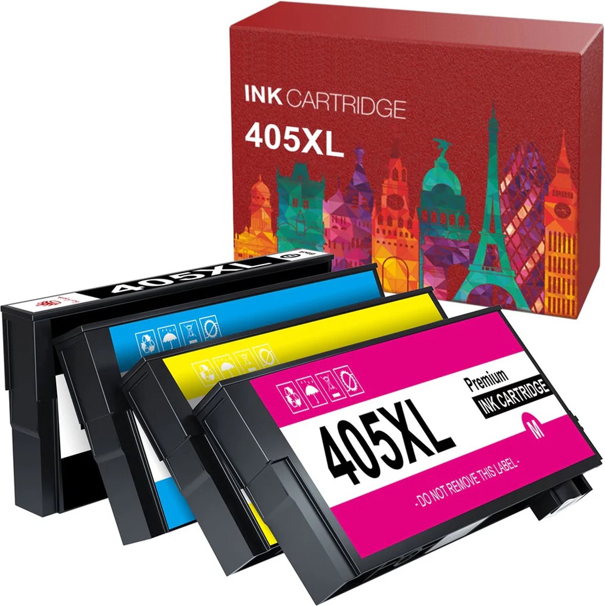 4-pack | Geschikt voor Epson 405XL inktcartridges - Geschikt voor Epson WF-7310DTW - WF-7830DTWF - WF-7840DTWF - WF-3820DWF - WF-4820DWF - WF-4830DTWF
