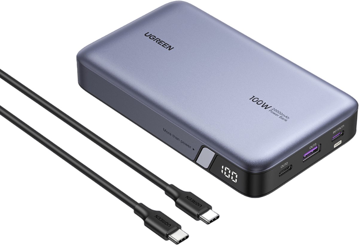 UGREEN 100W Power Bank 20000mAh Externe Batterij met 3 Poorten
