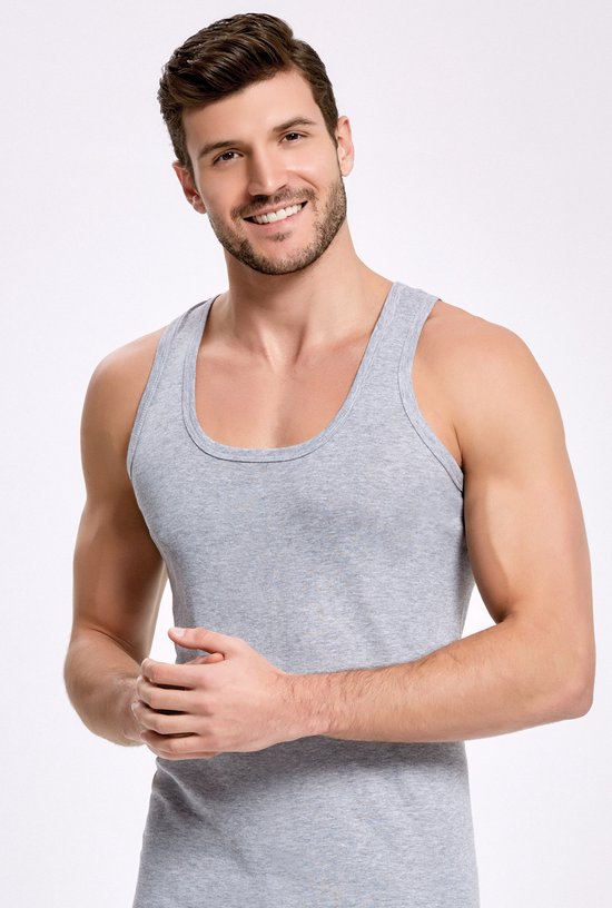 ilke-2 pack-Sous-vêtement Homme-Tissu côtelé fin 100% Katoen- Grijs-Taille XL