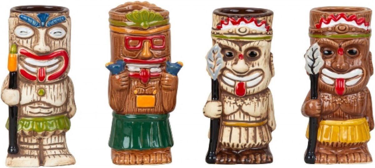 Tiki Glazen – Tiki Mugs – Tiki Beker – Cocktail Glazen – Cocktailsets - Longdrinkglas – Set van 4 tiki glazen