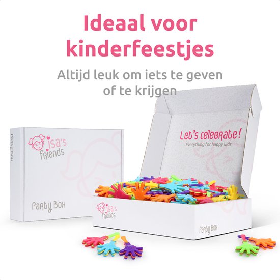 Isa's Friends Party Box met 10 stuks mini klaphandjes in veel kleuren.