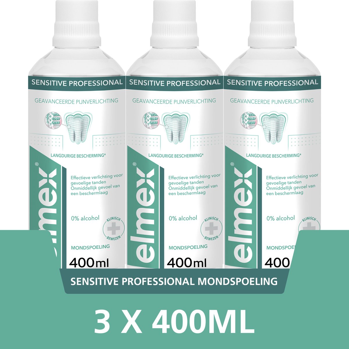 Elmex Sensitive Professional tandspoeling - Voor gevoelige tanden - Voordeelverpakking - 3 x 400ml