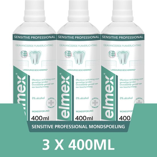 Elmex Sensitive Professional tandspoeling - Voor gevoelige tanden - Voordeelverpakking - 3 x 400ml