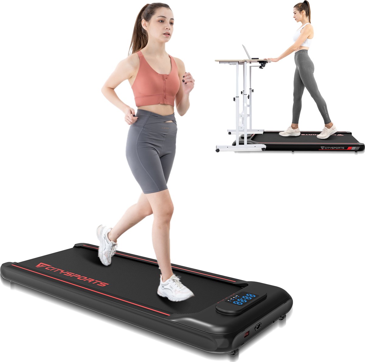 Afbeelding 2 van CITYSPORTS WP8 Elektrische loopband voor huishouden-loopband-elektrische loopband onder de tafel-1-6 km/u-met app-afstandsbediening en led-display-zonder installatie