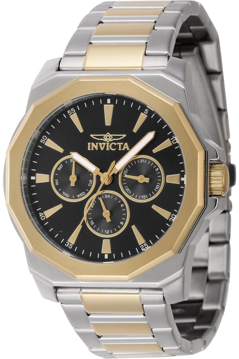 Invicta Speedway 46845 Heren Horloge - Waterdicht - Analoog - Quartz Uurwerk - Roestvrij Staal met zwarte Wijzerplaat - 42mm