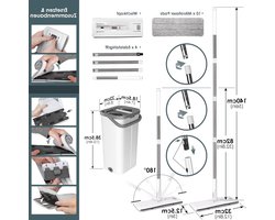 Poetsemmer met Dweil - Myiosus Mop and Bucket Set - Floor Mop met Uitwringfunctie en 10 Microvezel Wisserpads - Wisserset voor Hardhouten Tegels Marmer Laminaat mop and bucket set