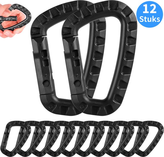 Foto: 12 stuks 85mm zwarte abs kunststoof karabijnhaken set licht musketonhaak sleutelhangers voor volwassenen en kinderen d carabiners grote karabijn haak keychain survival karabijnsluitingen diy hobby musketon sluiting karabiners