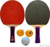 ESTARK® Professionele Ping Pong Batjes - Tafeltennis - Tafeltennisbats - Pingpong - Racketten - Tafeltennisbatjes - Bat - Rackets - Ping-Pong - Tafeltennisrackets - 2 stuks