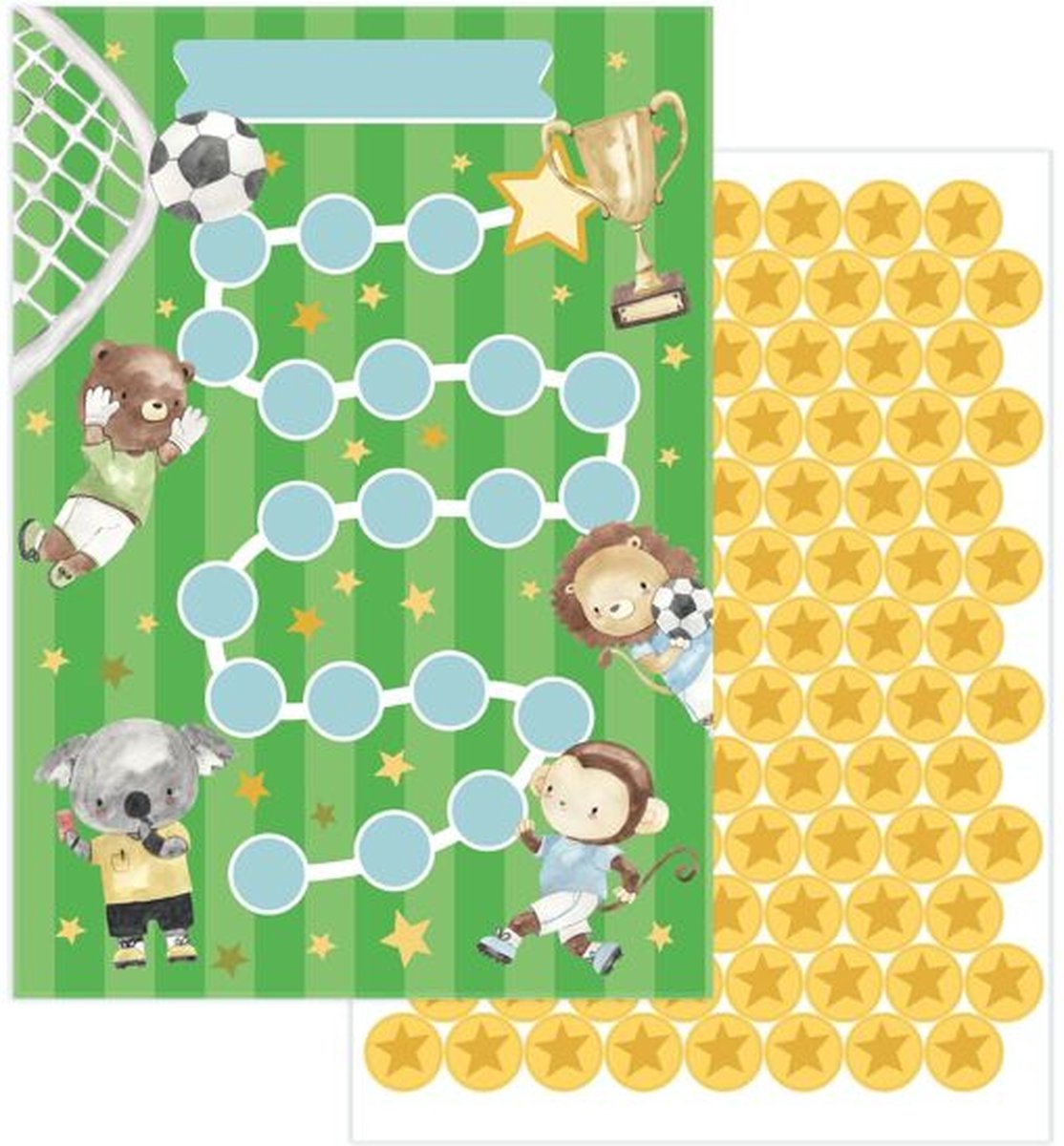 Goedkoopste Beloningskaarten - Beloningssysteem - 10 Reward Boards for Kids - Motief Soccer - Beloningsbord voor kinderen Stickers