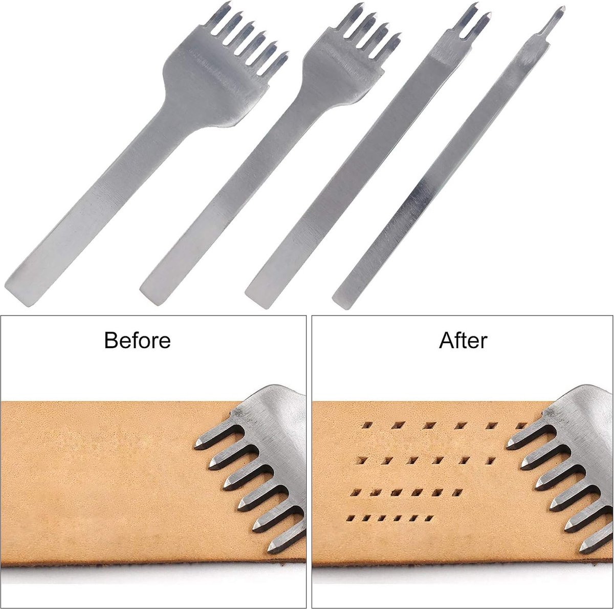 48 Stks Lederen Craft Naaien Tool Lederen Handgereedschap Kit Leerwerk Set Punch Groover Beveler Carving Werken Stikken Naaien Zadel Groover DIY Thuis Handwerk Naaien Leveringen Accessoires Gereedschap