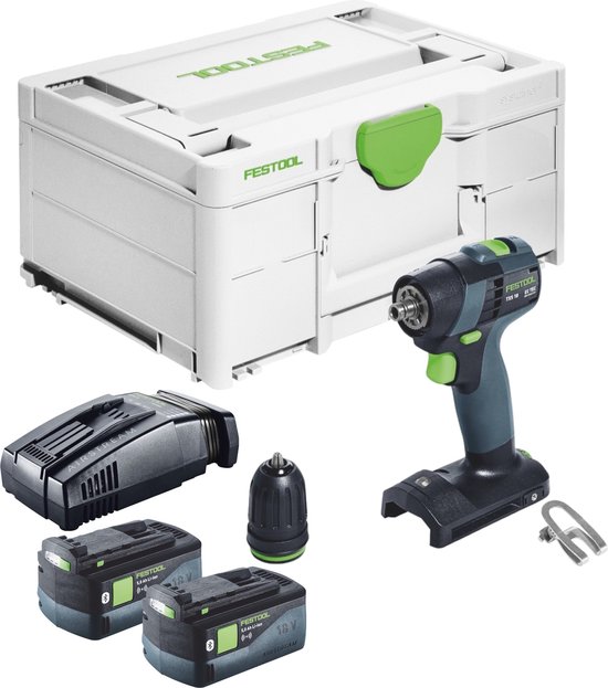 Festool TXS 18-Basic accuboormachine 18 V 40 Nm borstelloos + 2x accu 5,0 Ah + snellader + Systainer