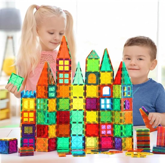 Pädagogische Magnetische Bausteine aus Kunststoff, 64-teiliges Set für Kinder, S
