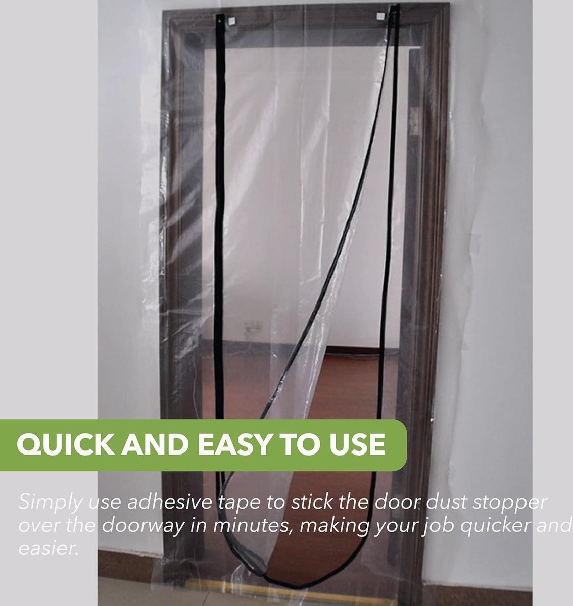 Perfect Cover Stofdeurhoes U - 2,4 m x 1,2 m - Stoffen Deur met Rits - Transparant - Stofwerende Deur - Anti-stof - Waterdicht - Herbruikbare Deurwand Voor Bouwplaats en Renovatie