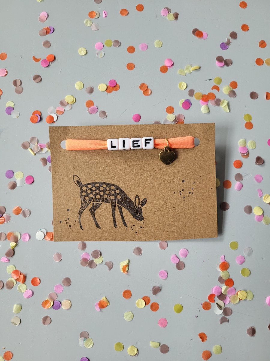 Goedkoopste lief - oranje - hartje - armband - bedel - sieraden - ibiza stijl - letterkralen - hertje - cadeautje