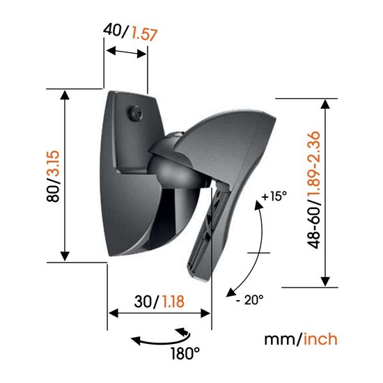 Vogel's VLB 500 Speaker muurbeugel voor surround- en hi-fi luidsprekers tot 5 kg. (2x, zwart) van Vogel's — afbeelding 5