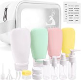 Bol.com 18-delige siliconen reisflessenset vliegtuiggoedgekeurd voor het vullen van reisflessen geschikt voor shampoo lotion haa... aanbieding