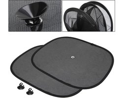 Auto zonwering | UV-bescherming | lichtgewicht | zijruit | 2 stuks inclusief zuignappen | zwart