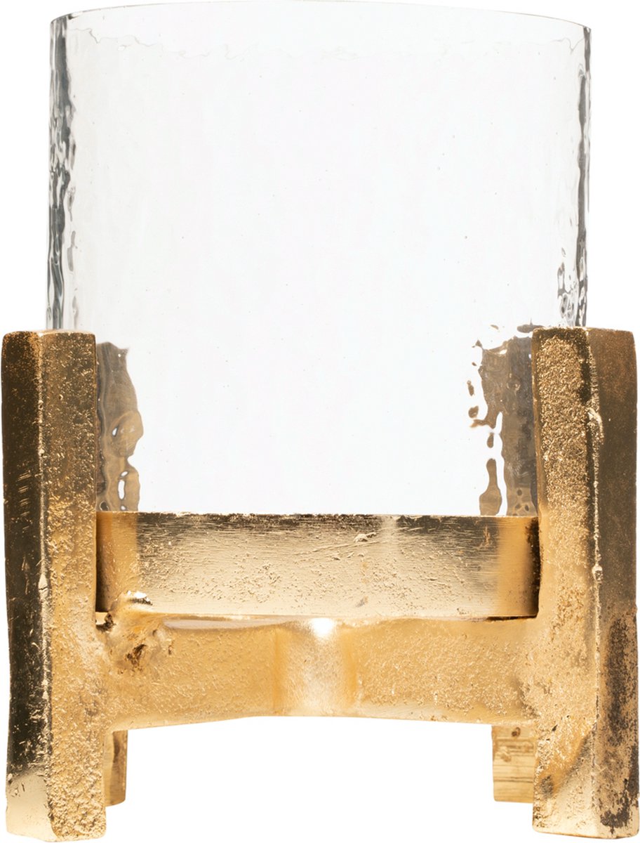 Mars & More windlicht op pootjes - champagne goud - 12 cm hoog