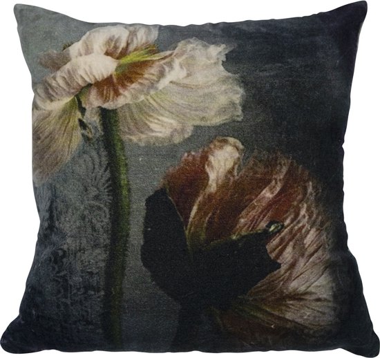 kussen fluweel romantisch bloem met steel 45x45cm