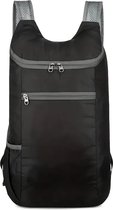 Opvouwbare Lichtgewicht Rugzak I Backpack I Spatwaterdicht I 2 Vakken Met Waterfleshouder I Incl. Opbergzakje I 20 Liter I Zwart