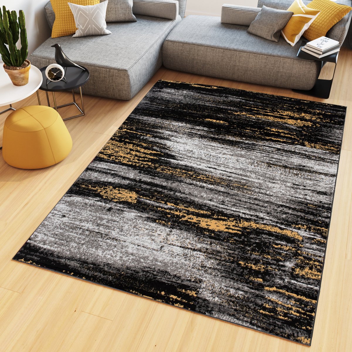 Tapiso Maya Vloerkleed Grijs Modern Slaapkamer Kleed Tapijt Maat- 200x200