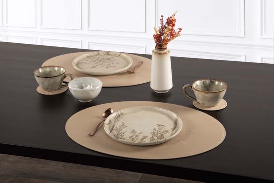 ZICZAC - Set de table TRUDO - SET/6 - cuir vegan - 33x45 cm - Ovale, sable