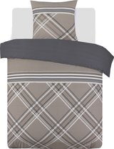 Vision William - Réversible - Housse de couette 140x200cm avec 1 taie assortie - Lit 1 personne - 100% coton