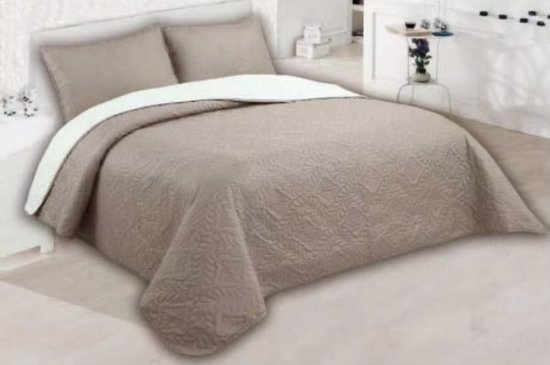 Luxe bedsprei set - Bedsprei 240x250 - Kussensloop 2x 50x70 - Dun voor de zomer - Lichtbruin