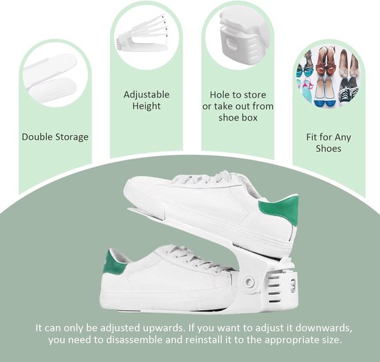 Organisateur de fentes pour chaussures- Set de 24-empileurs de chaussures-hauteur réglable-gain de place- École à domicile