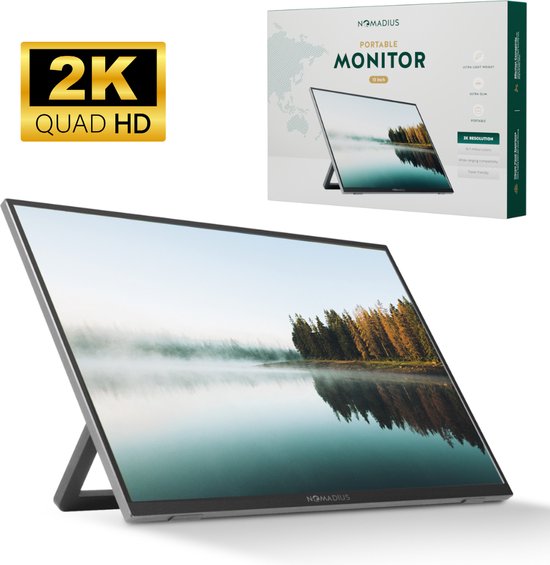 Nomadius® Portable Monitor - 13 Inch 2K - Ultra Lichtgewicht en Dun -...