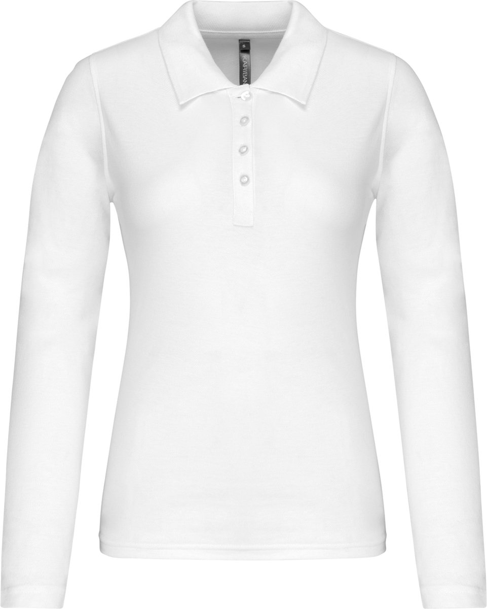 Kariban Piqué-damespolo lange mouwen K257 - White - L