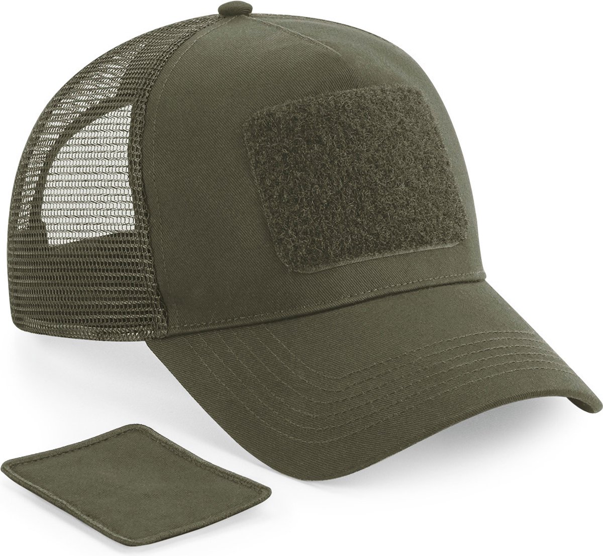 Beechfield Meshpet, verstelbaar aan de achterkant met afneembare patch. B641 - Military Green - One size