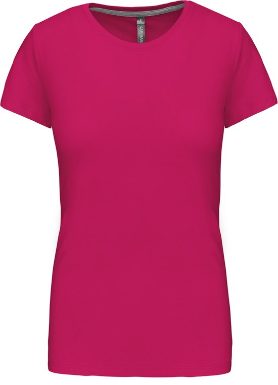 T-shirt Femme 3XL Kariban Col rond Manches courtes Fuchsia 100% Katoen
