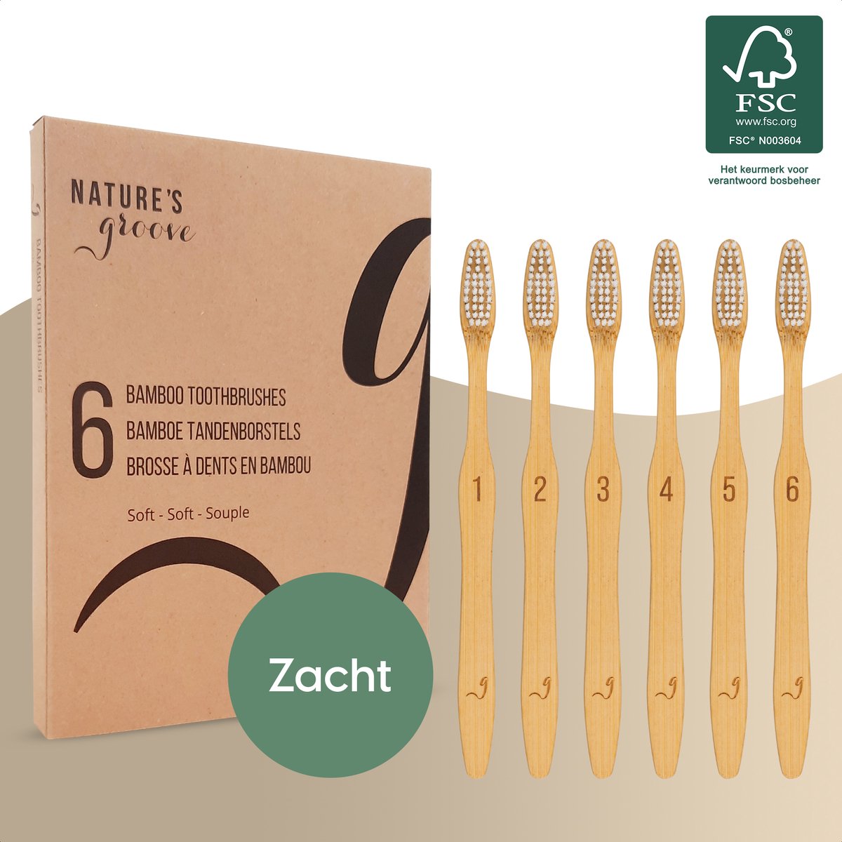 Goedkoopste NATURE’S groove® Bamboe Handtandenborstels Soft - 6 Stuks - Houten Tandenborstel - Handmatig