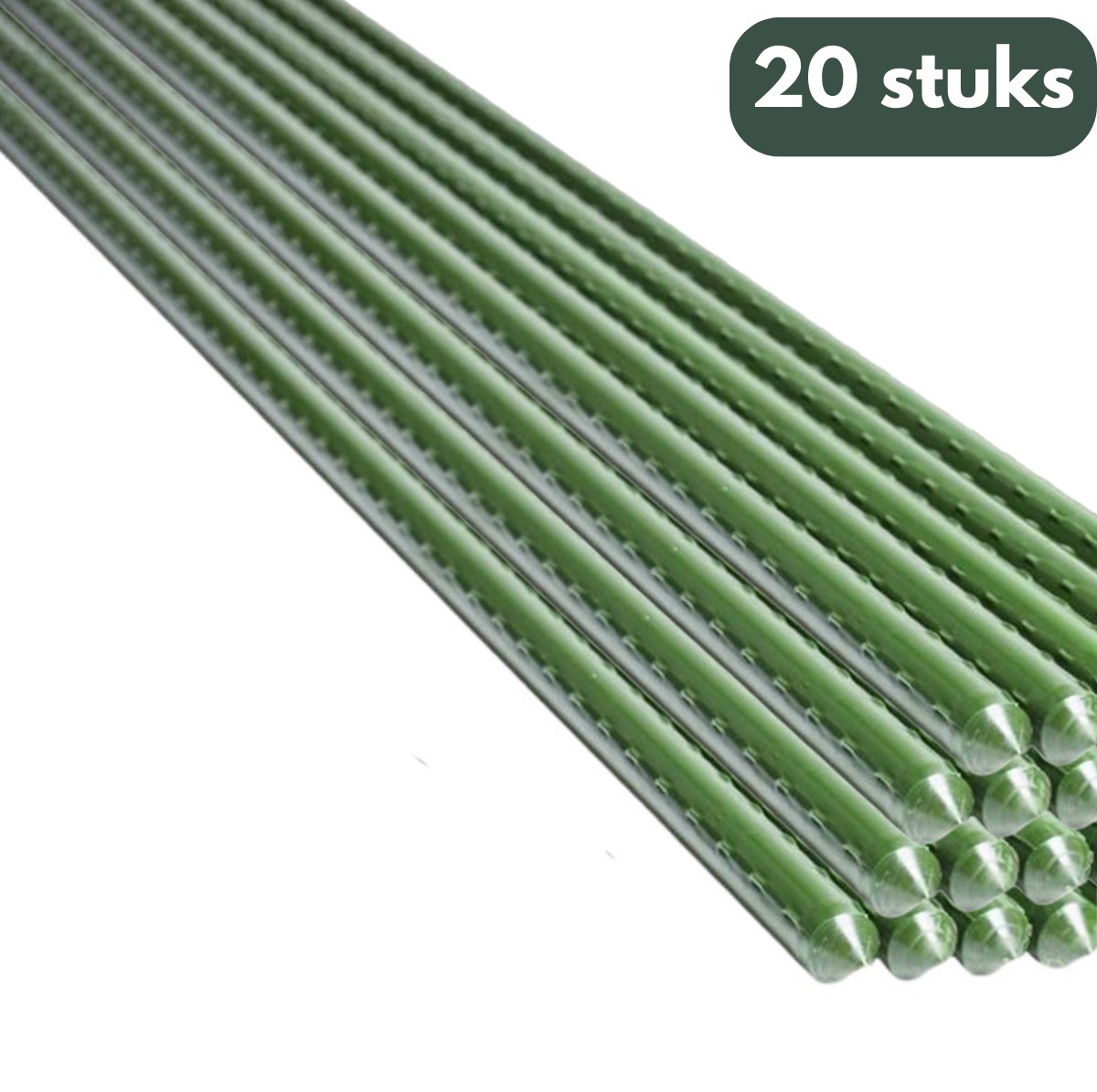 30 Tuteurs Acier Plastifié 180cm - Support Plantes Intérieur/extérieur - Vert
