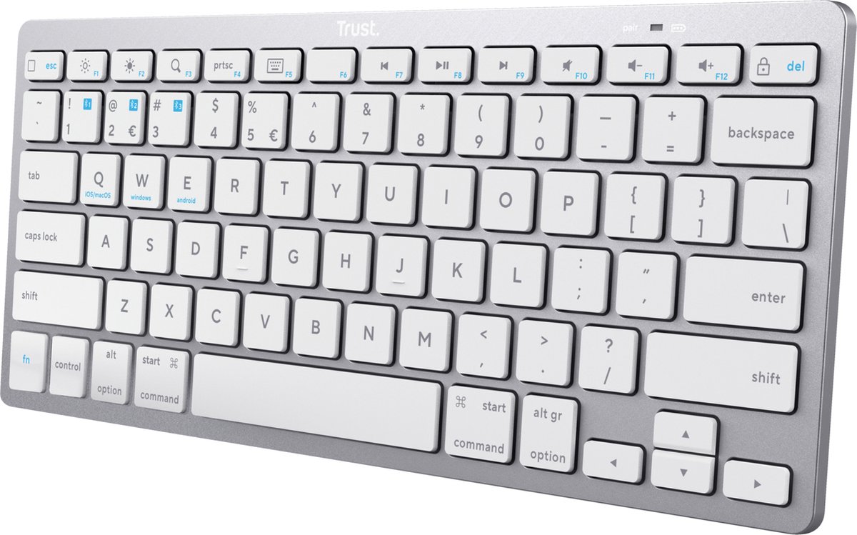 Trust - Draadloos Toetsenbord - Bluetooth - Universeel - Laptop, PC, Tablet, Ipad, iPhone - Ultra-Dun Design - QWERTY - Zilver