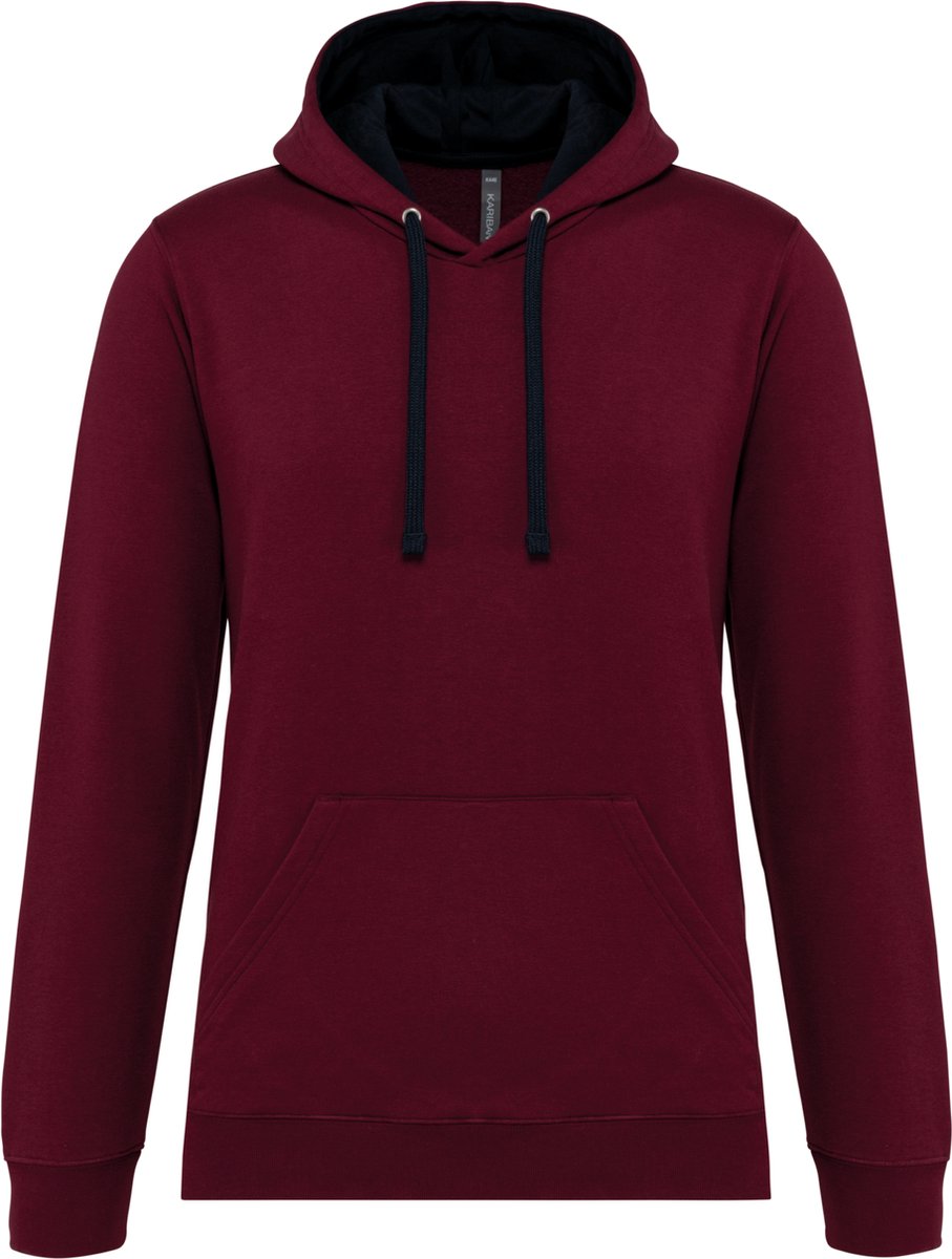 Kariban Hooded sweater met contrasterde capuchon K446 - Wine / Navy - XXL