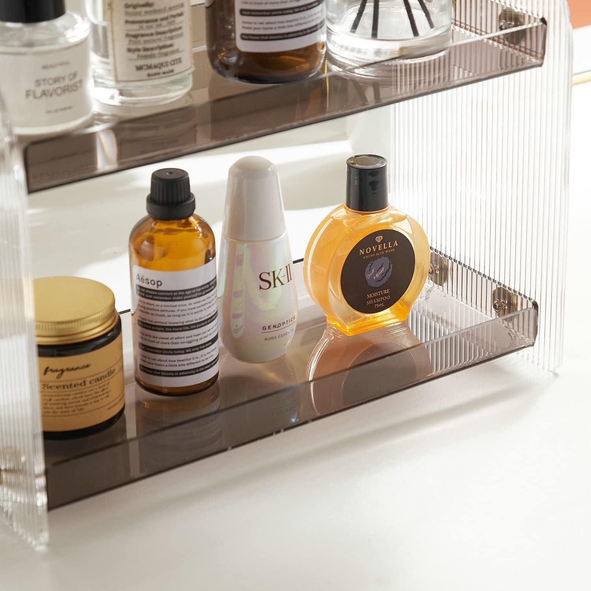 ROWNYEON Huidverzorging Organisatoren 2 Tier Spinning Organizer Roterende Make-up Organizer Badkamer Teller Organizer Parfum Organizer Keuken Opslag