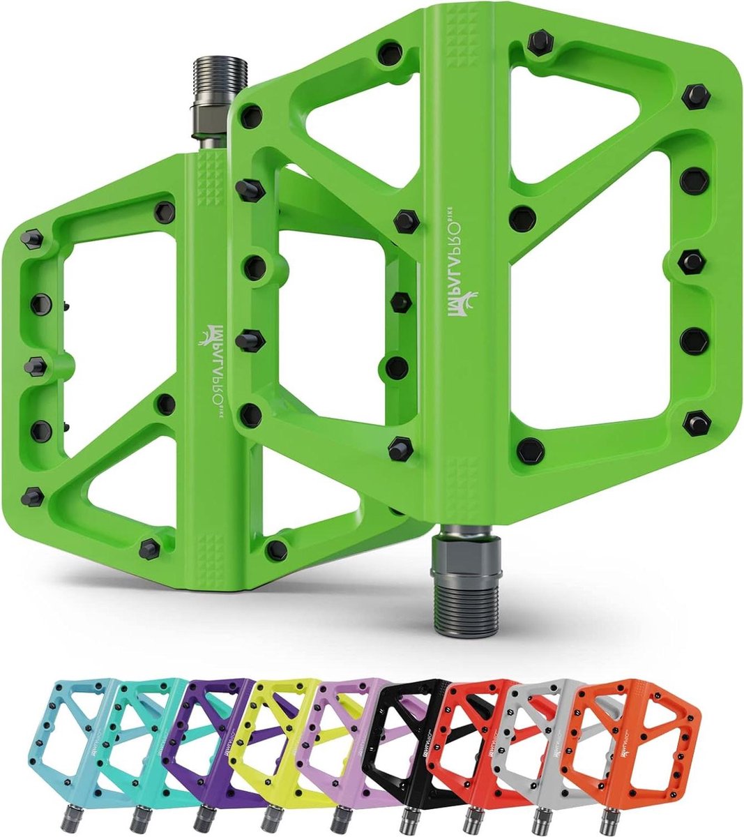 Pedalen van nylon antislip breed platform - fietspedaal 9/16 inch lager waterdicht anti-stof - mountainbike pedalen - pedalen MTB - gravel bike - racefiets pedalen (groen)