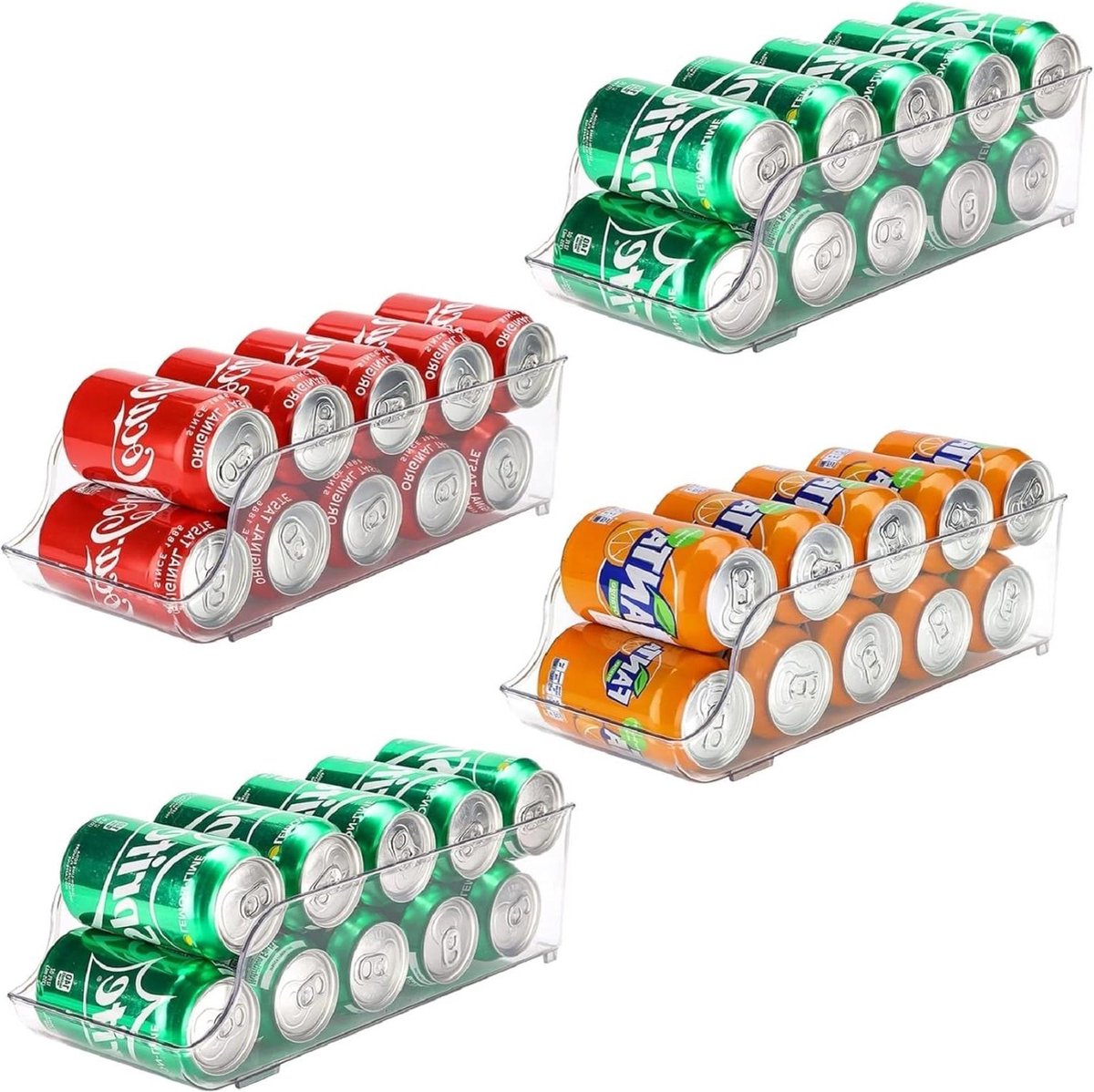 Koelkast Organizer Bakjes Stapelbaar Plastic Drank Opbergbakken - Set van 4 - Transparant