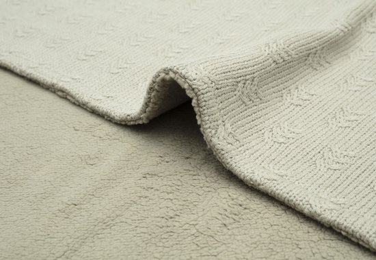 Jollein - Deken Ledikant 100x150cm - Dekentje Baby - Grain Knit - Olive Green/Velour van Jollein — afbeelding 2