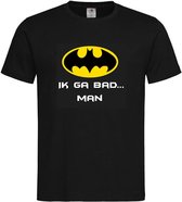 T-shirt unisexe Adultes texte drôle "Je vais mal... mec" sur le devant | manche courte | Zwart/ blanc / jaune | taille XL