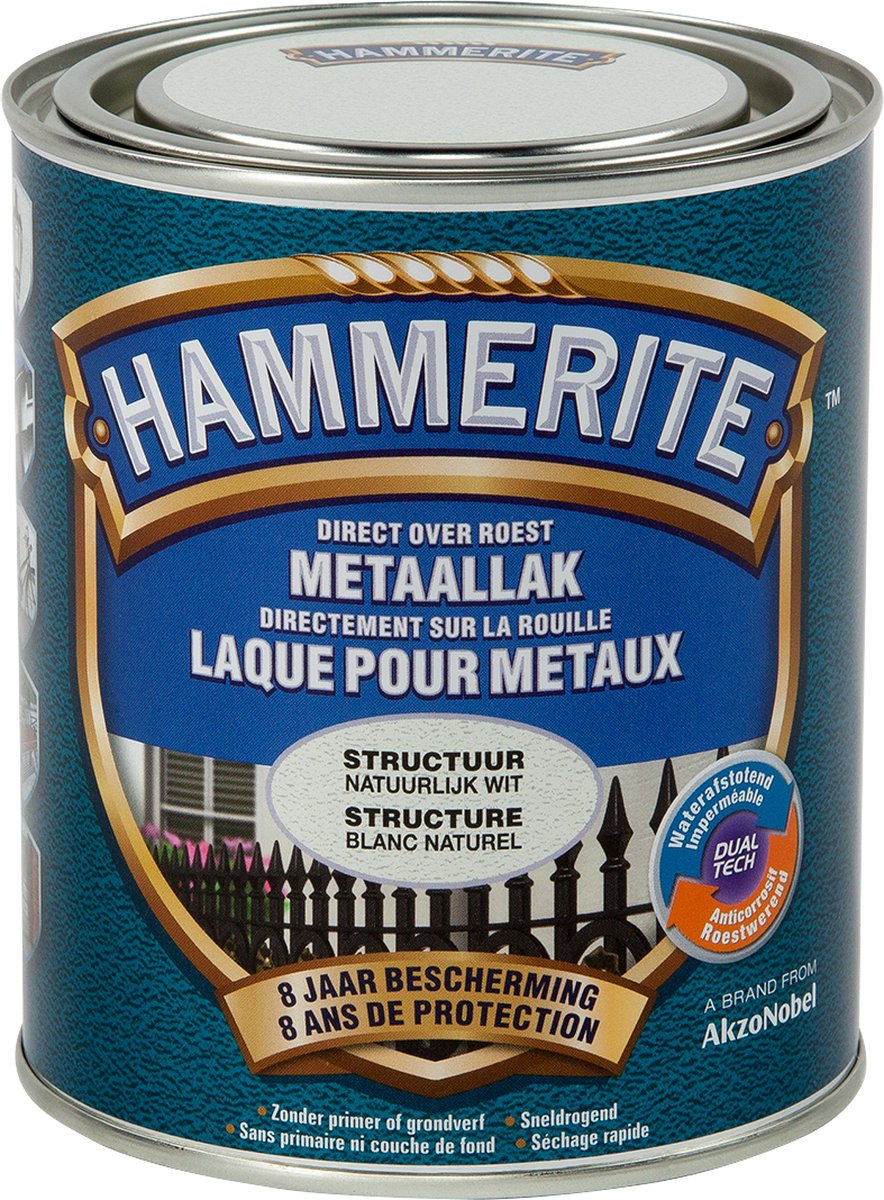 Hammerite Metaallak Structuur - Lei Zwart - Lei Zwart - 250 ml - 10 m²/l - Afwerkingslaag