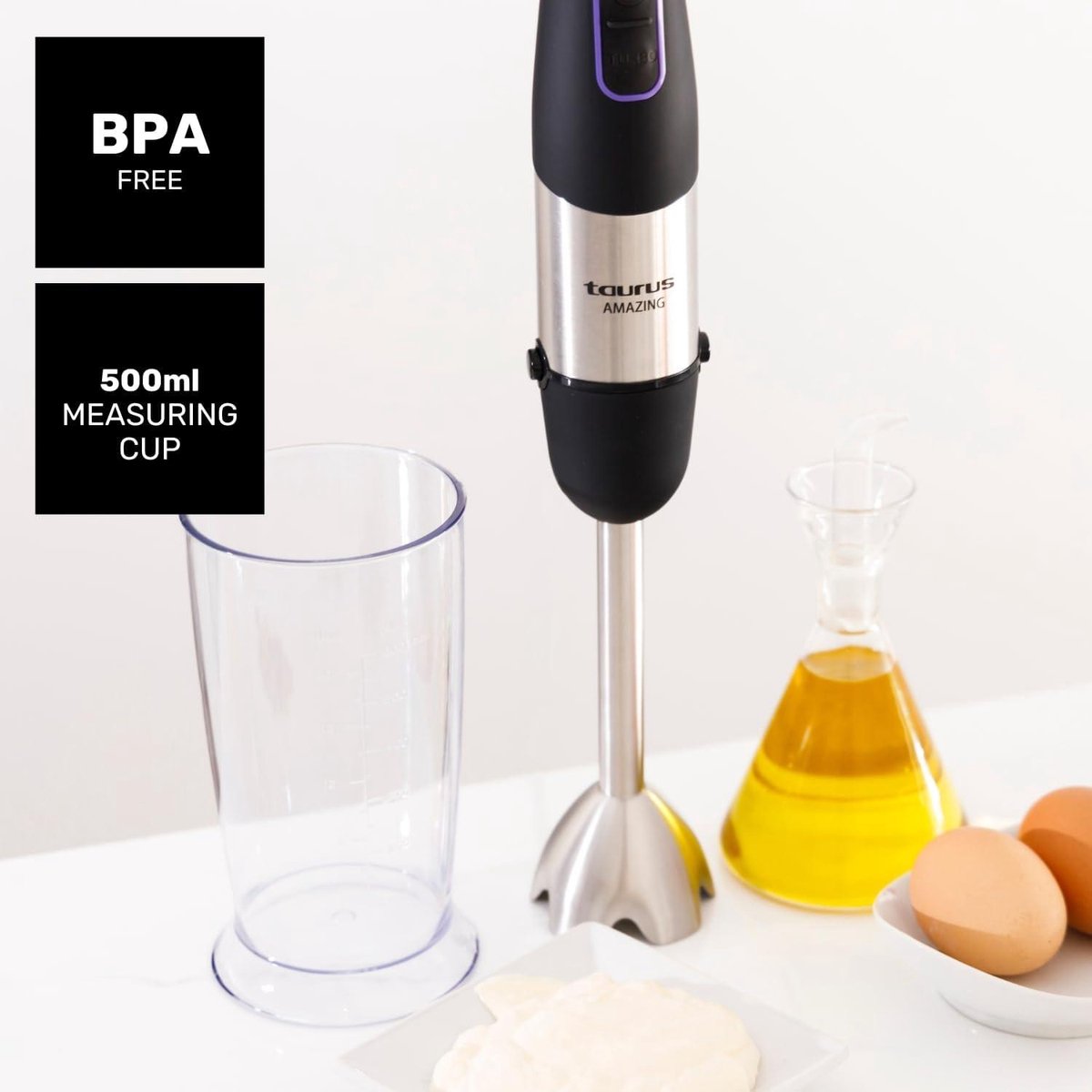 AHB1000X - staafmixer 1000W 20 snelheden turbo-functie roestvrij staal ergonomisch soft-touch-design spatbescherming accessoires