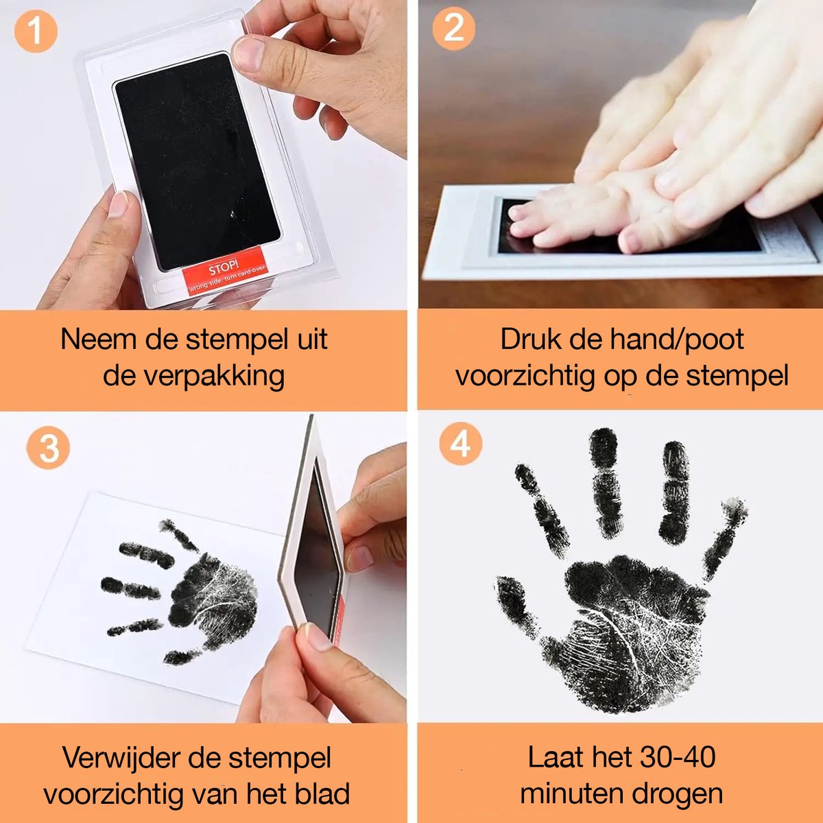 Handafdrukset baby hand- en voetafdrukset met fotolijst, cadeau voor de geboorte