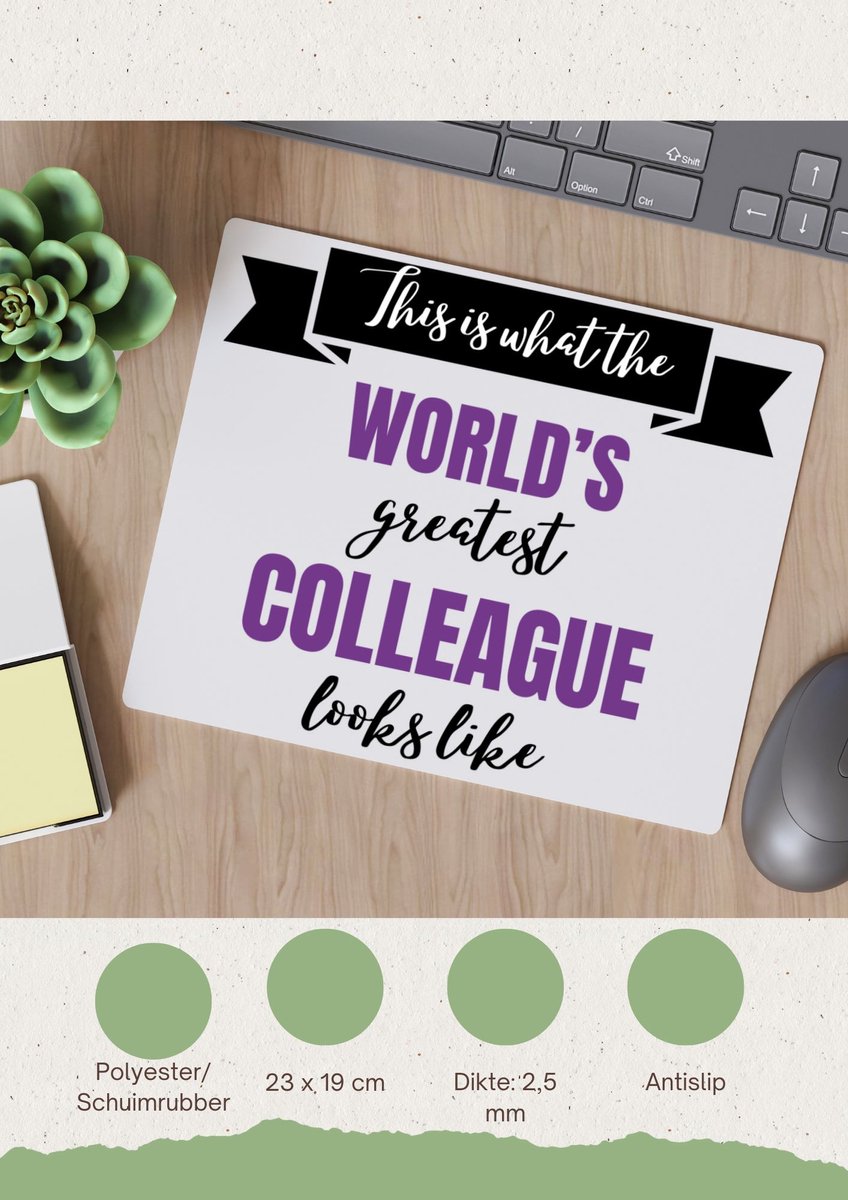 Akyol - world's best colleague Muismat - Collega - beste collega - werk - afscheidscadeau - verjaardagscadeau - 23 bij 19 cm