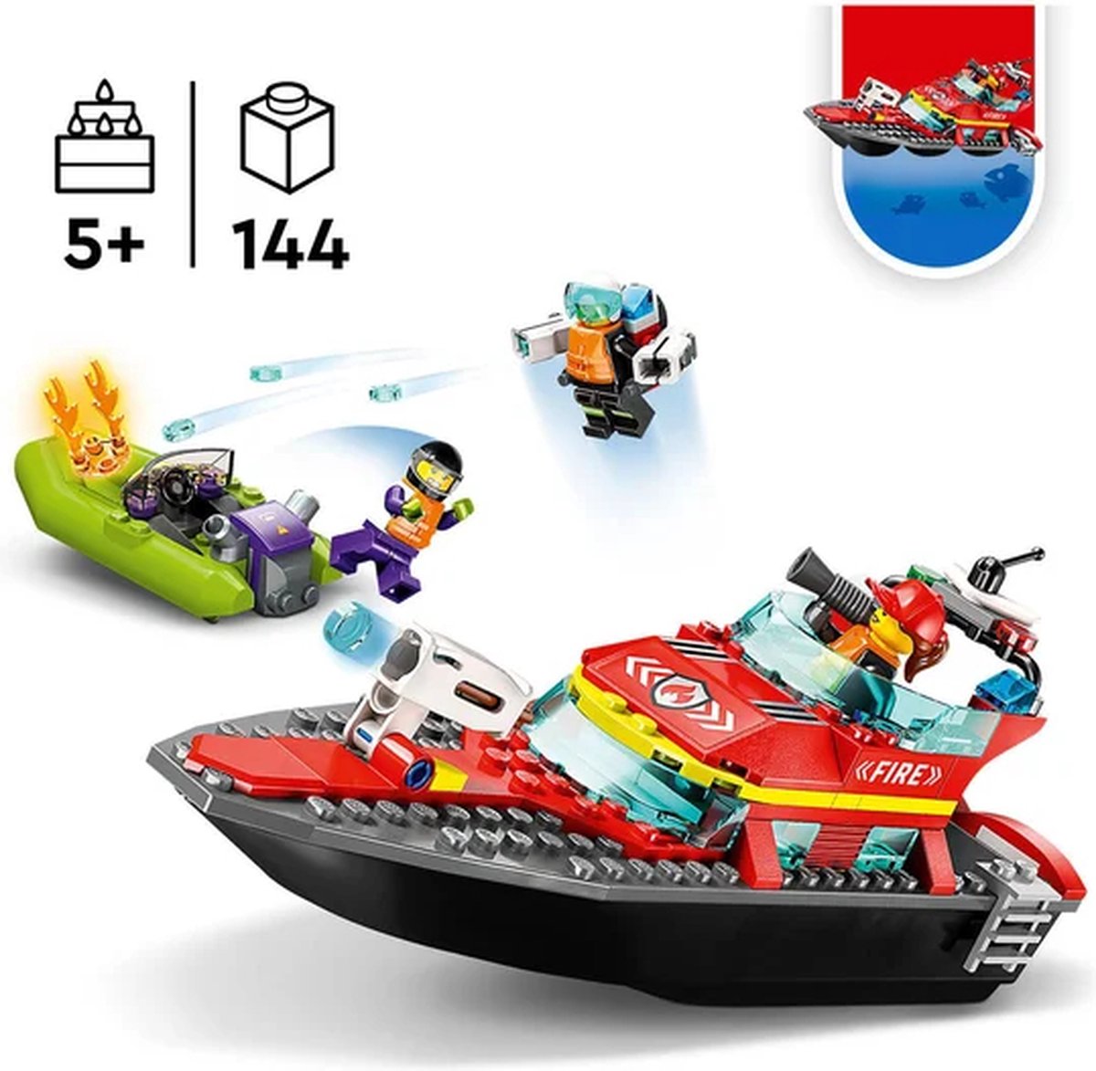 LEGO City Reddingsboot Brand Speelgoed voor Kinderen - 60373 — afbeelding 16