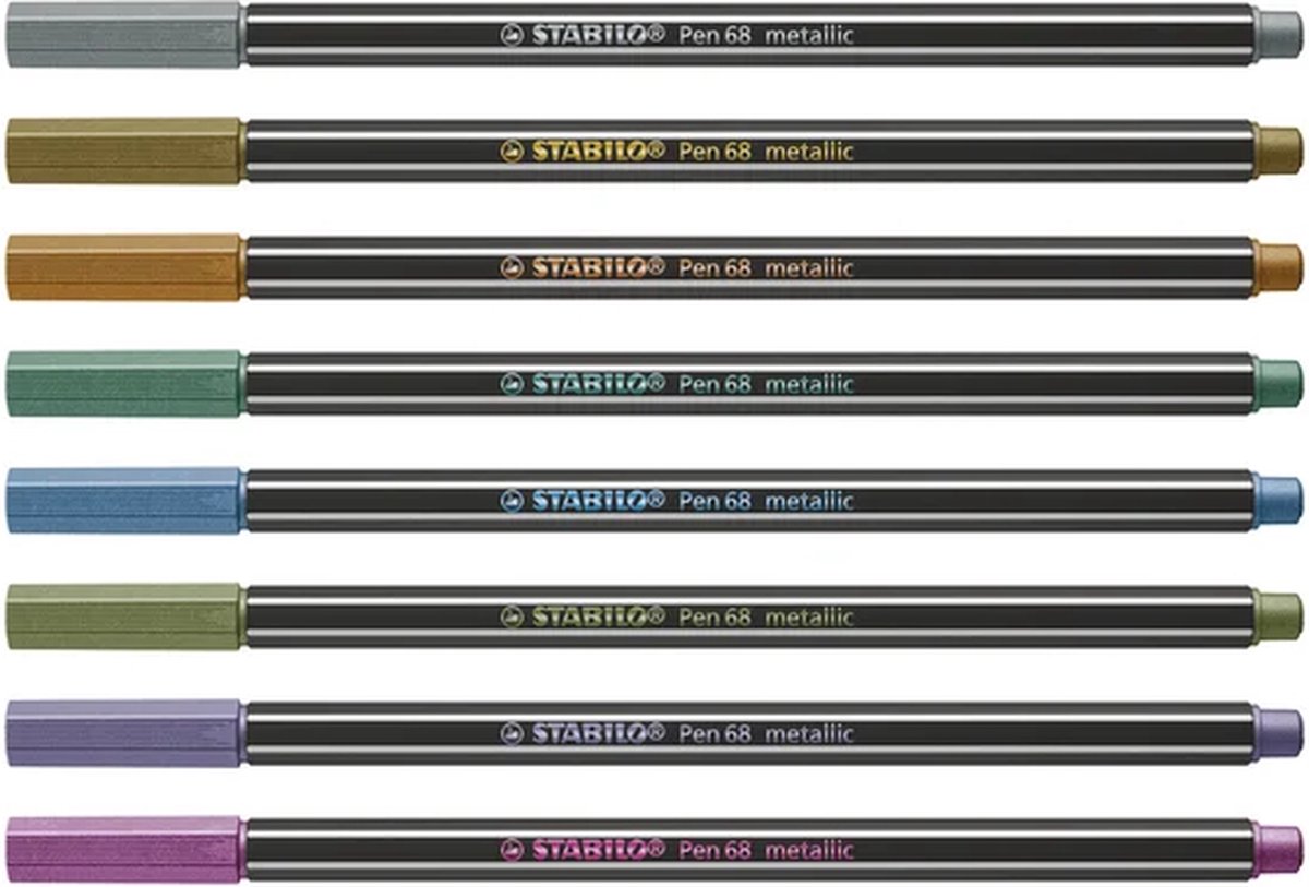 STABILO Pen 68 Metallic - Premium Metallic Viltstift - Etui Met 8 Kleuren — afbeelding 11